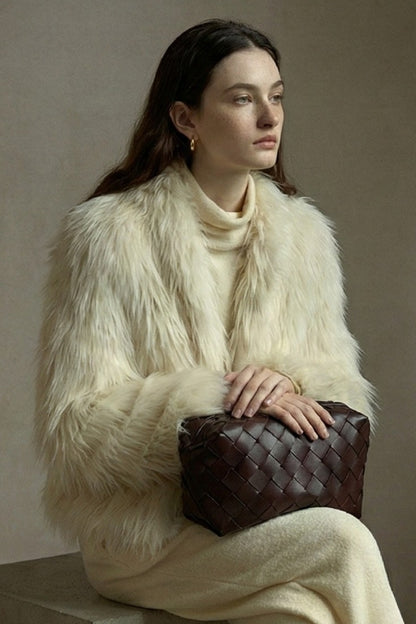 Fluffy raccoon fur double-sided woven jacket | 5 color