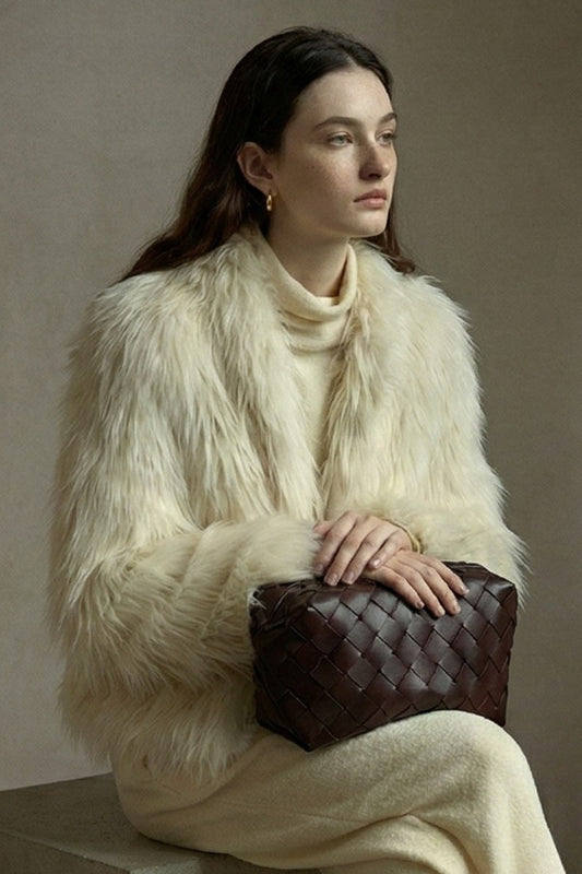 Fluffy raccoon fur double-sided woven jacket | 5 color