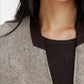 Wool contrasting color elegant mid-length jacket