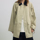 Mid-length contrasting collar jacket | 2 color