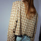 Cropped chain trim rough edge tweed jacket | 2 color