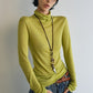 Wool containing lightweight soft high-neck knit top | 6 color