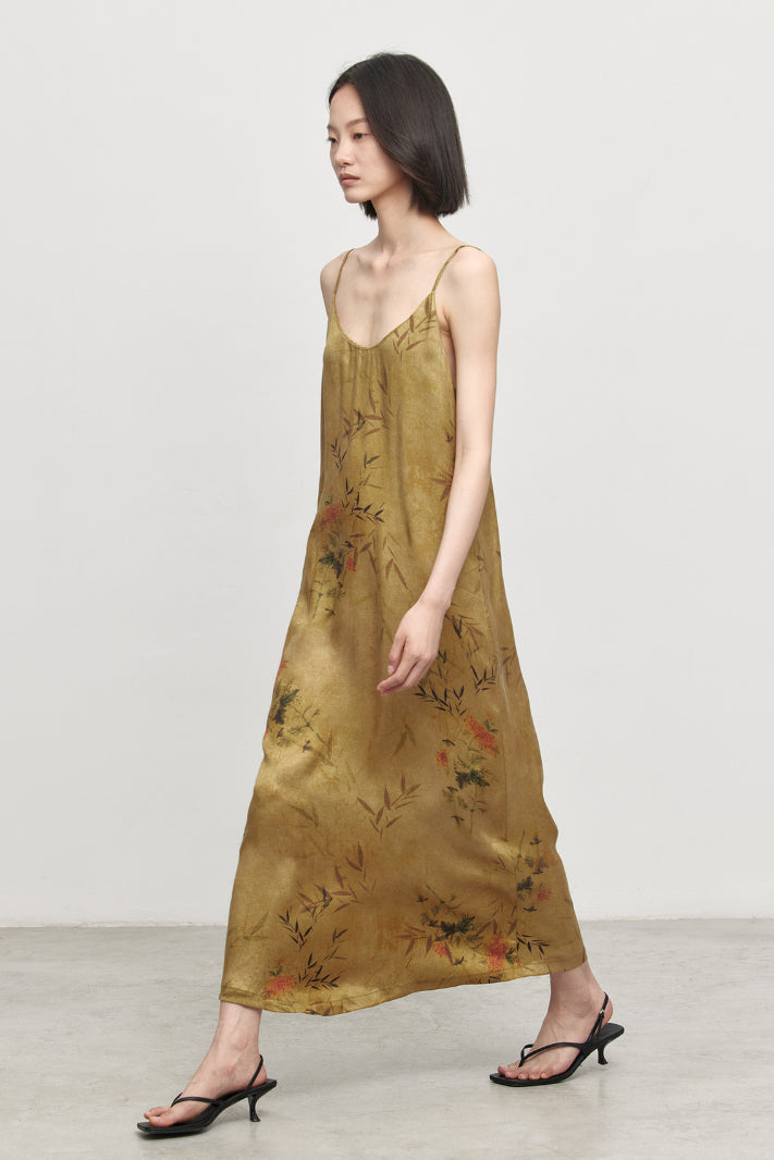 Cuprammonium decent printing slip dress | 3 color