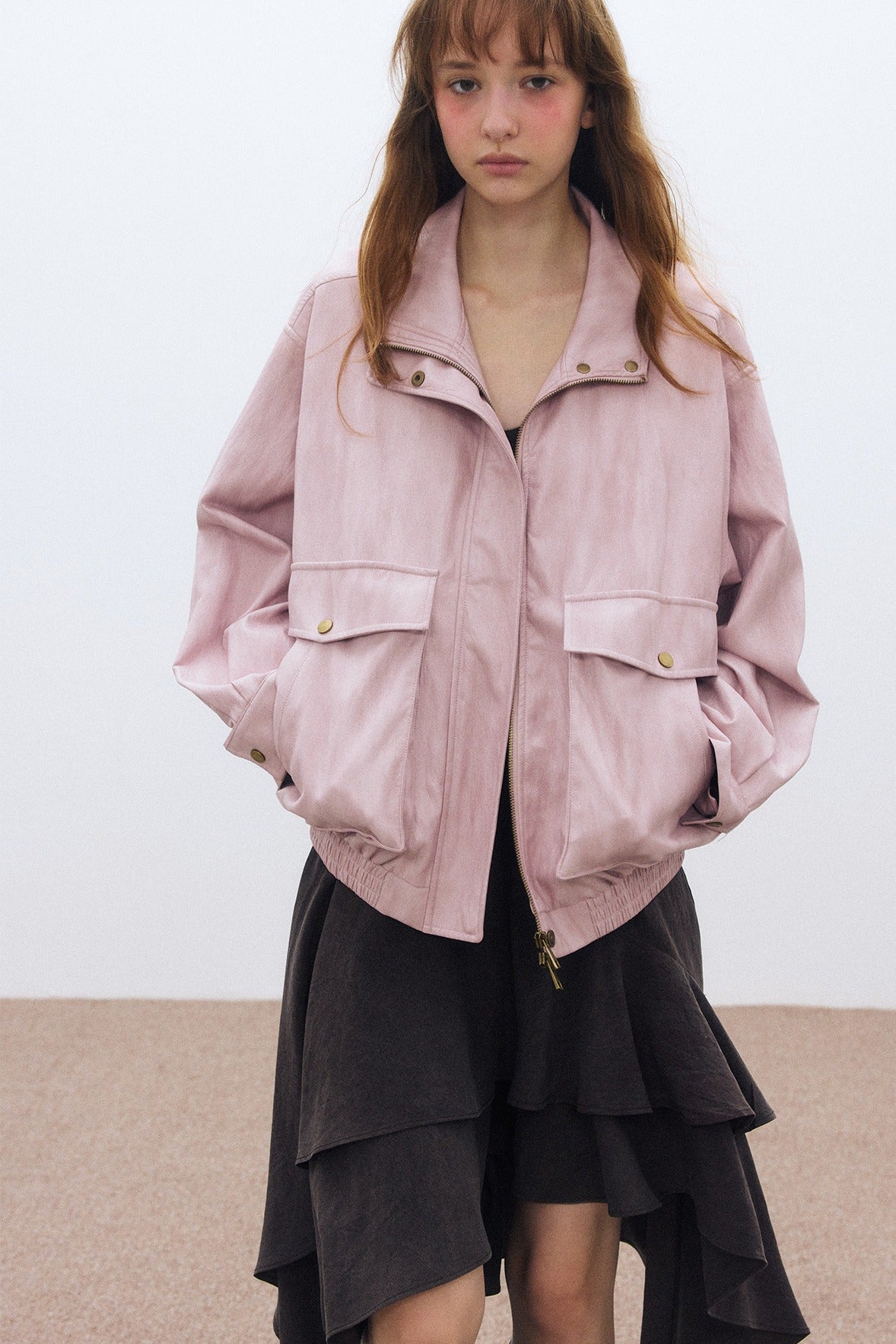 Chaqueta de corte holgado con revestimiento de PU suave | 3 colores