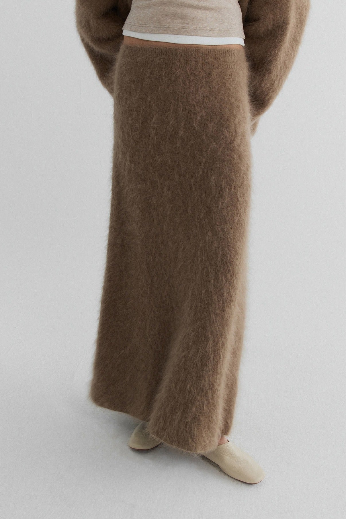 Otter-fleece blend soft drape skirt | 2 color