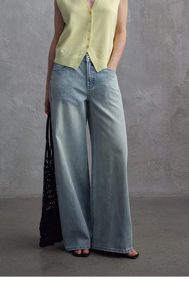 100% cotton vintage wide-leg jeans