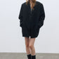 Mid-length peaked-lapel loose suit jacket | 2 color