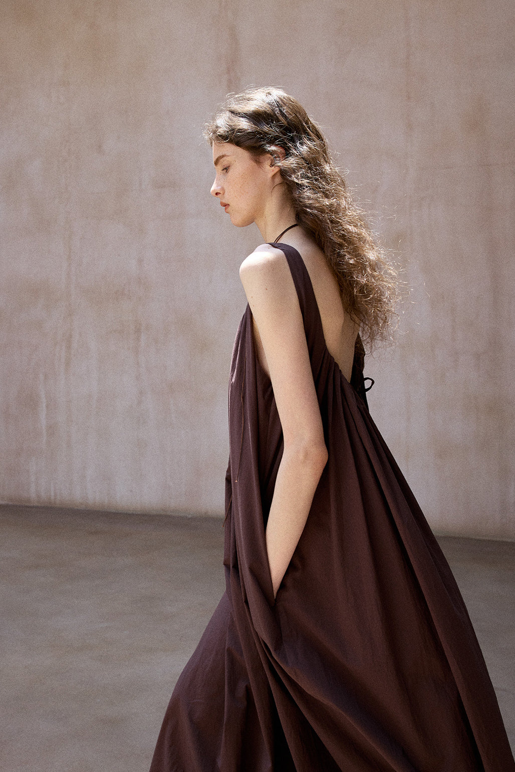 100% cotton pleated U-neck sleeveless dress | 3 color