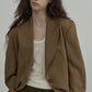 Wool containing peaked collar waisted suit jacket | 3 color