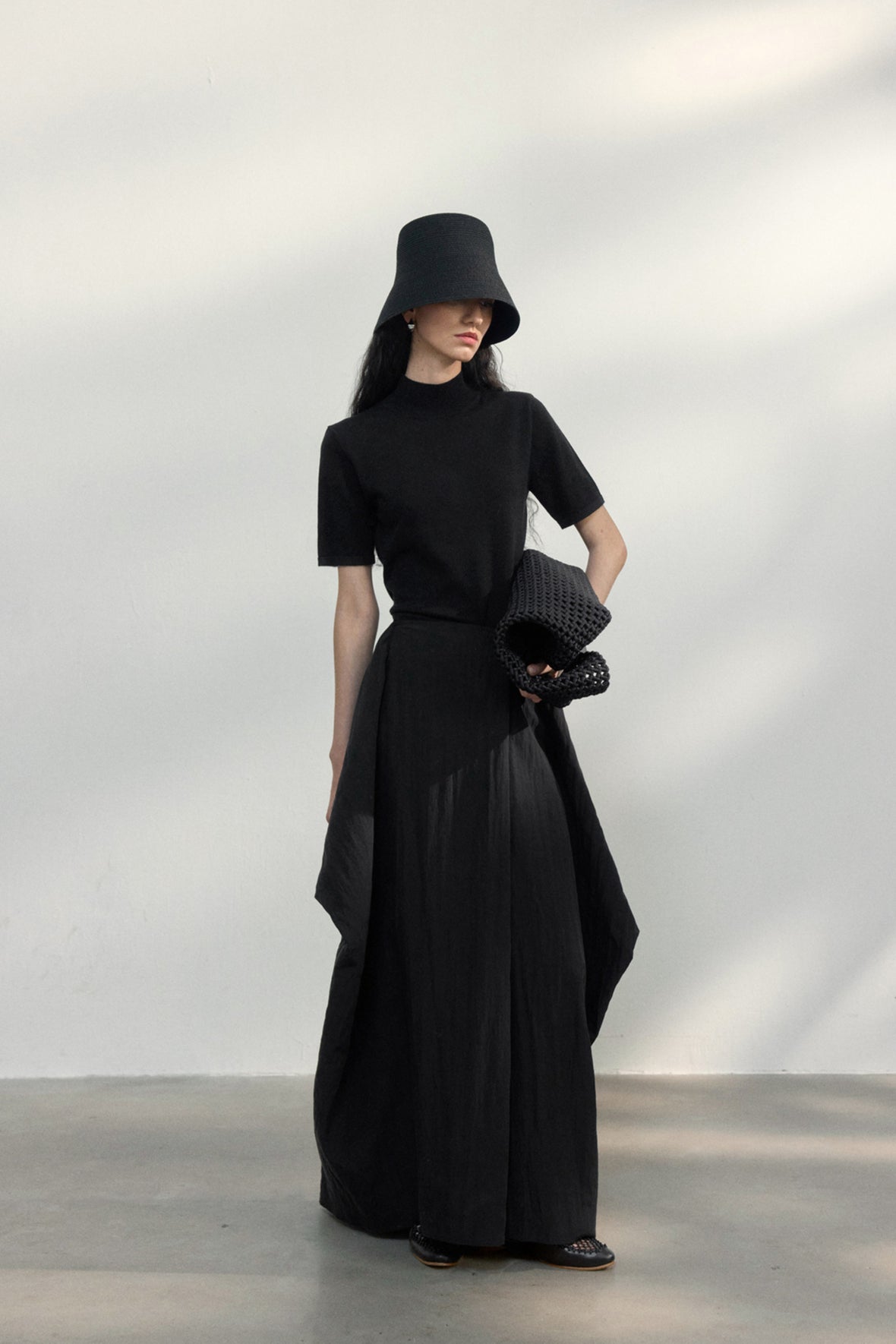 Wool blend open back T-shirt | 4 color