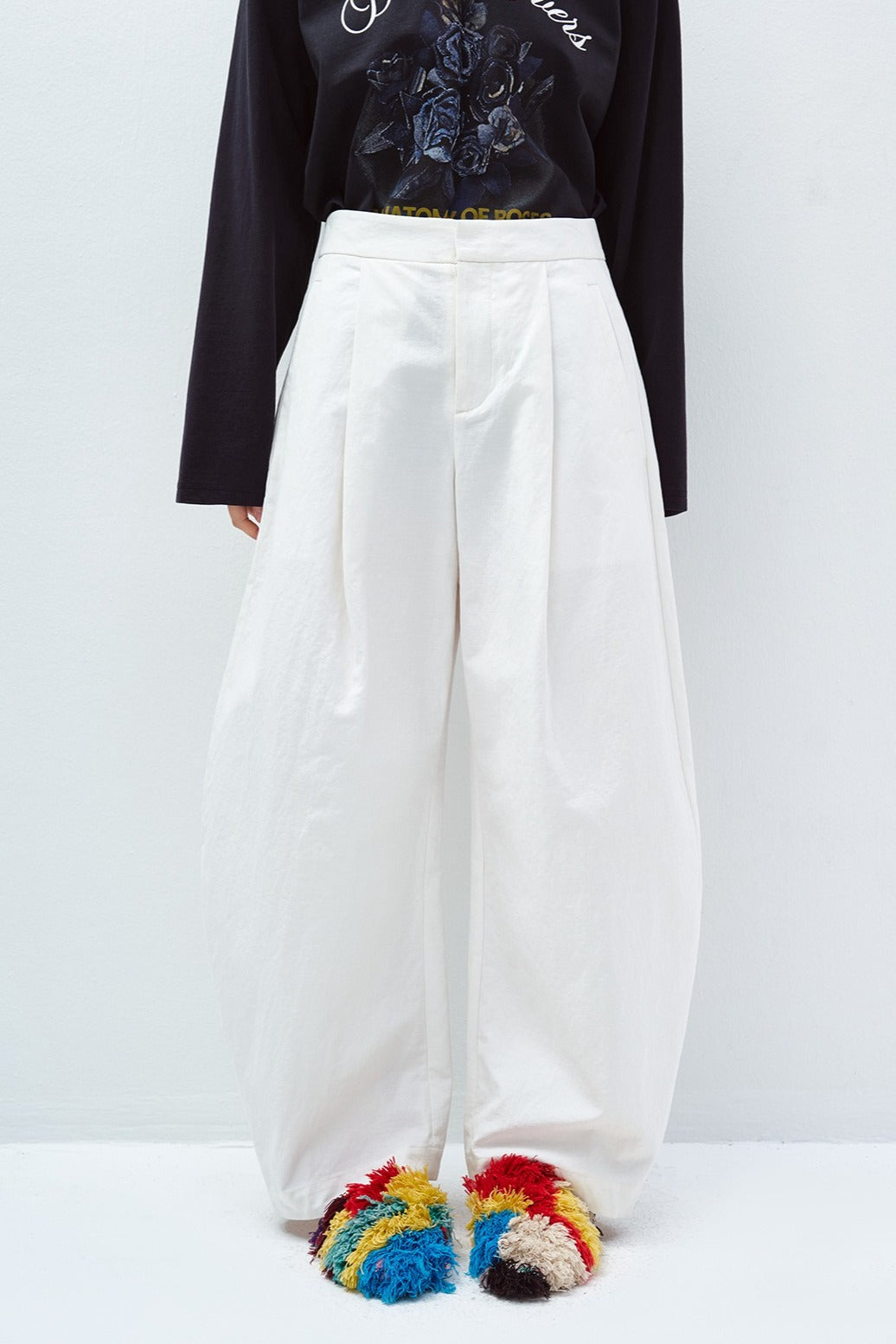 Clean tone cocoon shape loose pants | 3 color