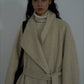 Wool & rabbit fur & silk large lapel overcoat | 4 color