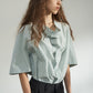 Cotton blend diagonal placket oversized shirt | 3 color