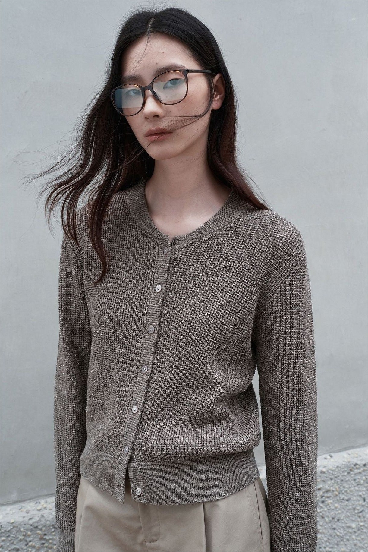 Cárdigan de punto con cuello redondo | 3 colores