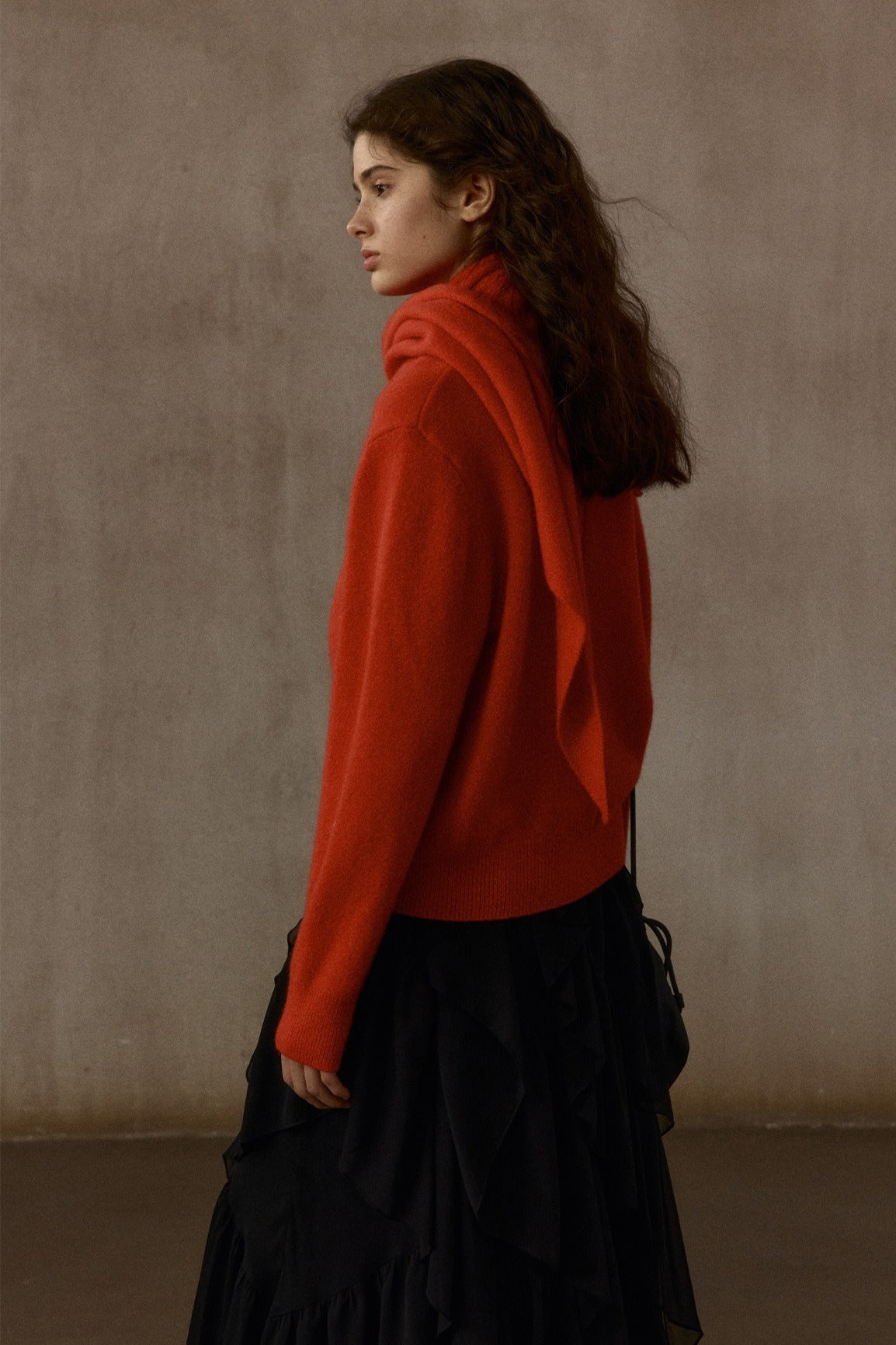 100% wool pullover sweater with a scarf | 4 color