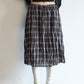 Linen-cotton crinkled elastic waist check skirt | 2 color