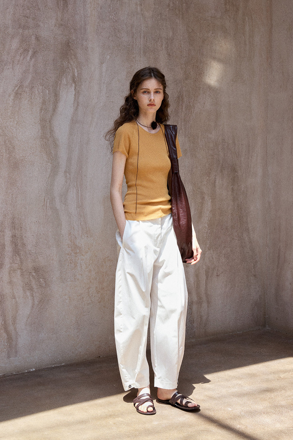 Viscose blend open back T-shirt | 4 color
