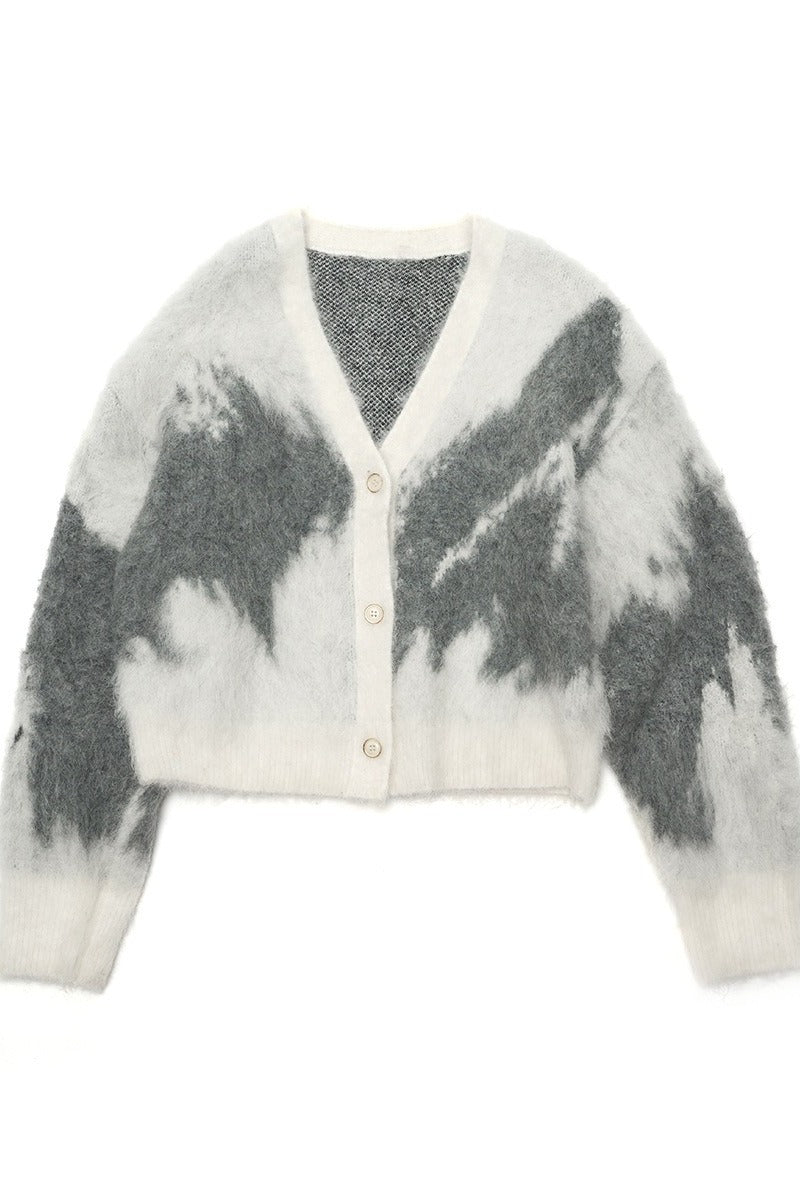 Alpaca blend V-neck casual cardigan | 3 color