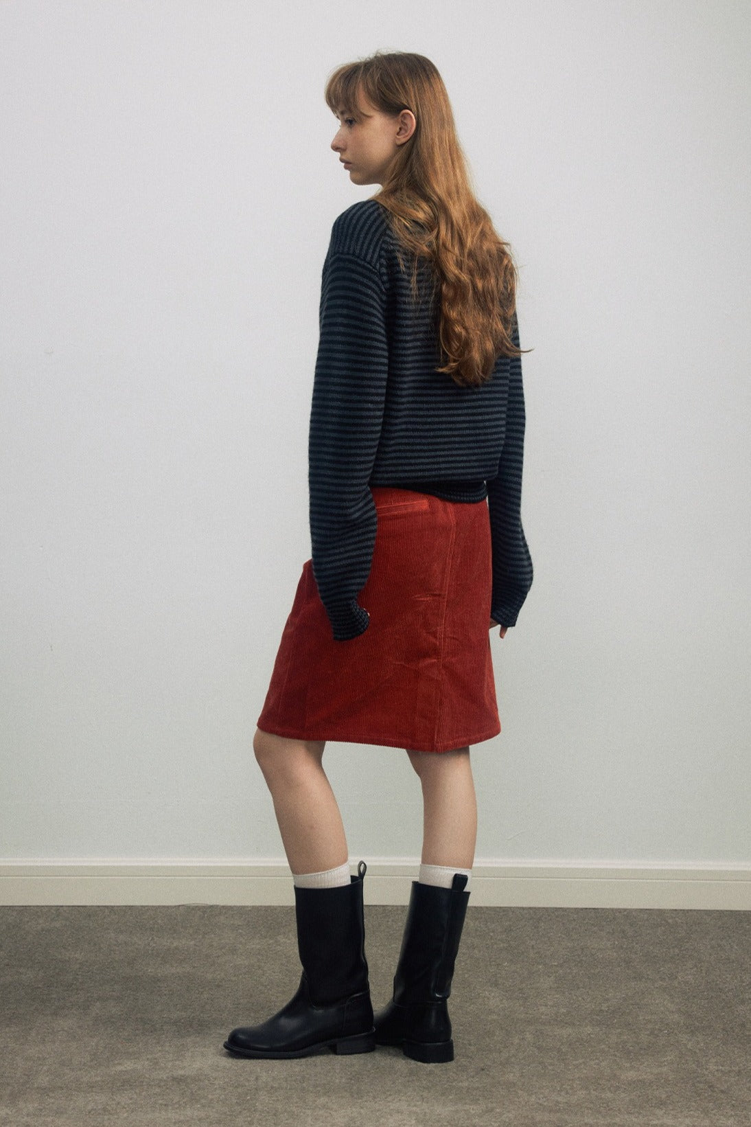 Wool blend contrasting stripes V-neck sweater | 4 color