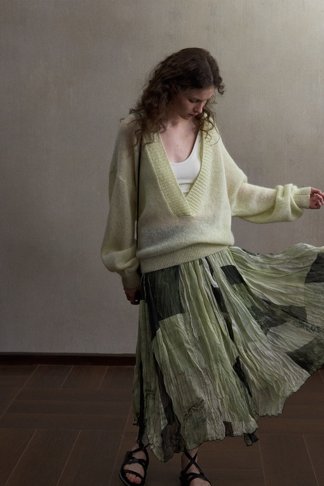 Falda midi con estampado drapeado romántico | 3 colores