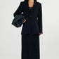 Straight fit structured fabric back split skirt | 2 color