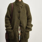 Chunky knit horn buttons mid-length cardigan | 4 color