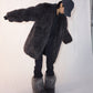 Faux fur mid-length soft drape coat | 2 color