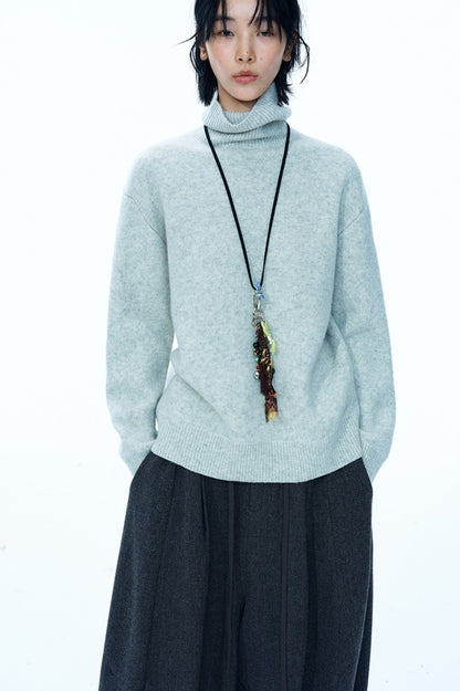 Wool blend high neck sweater | 4 color