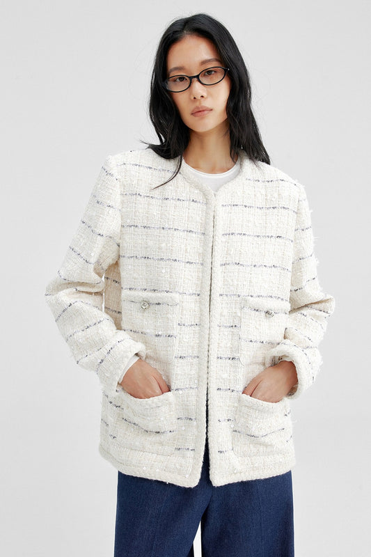 Wool blend elegant tweed jacket