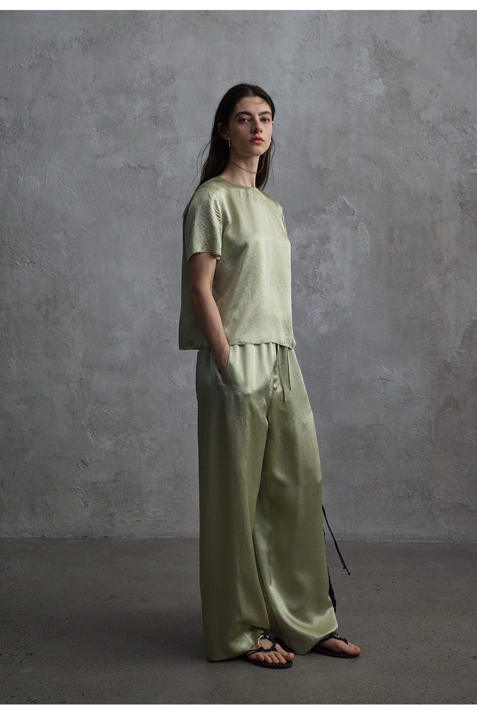 Pantalon large fluide en acétate | 3 coloris