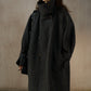 Wool-silk-angora relaxed fit stand collar mid-length coat