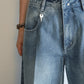 100% cotton straight-leg seams washed jeans | 2 color