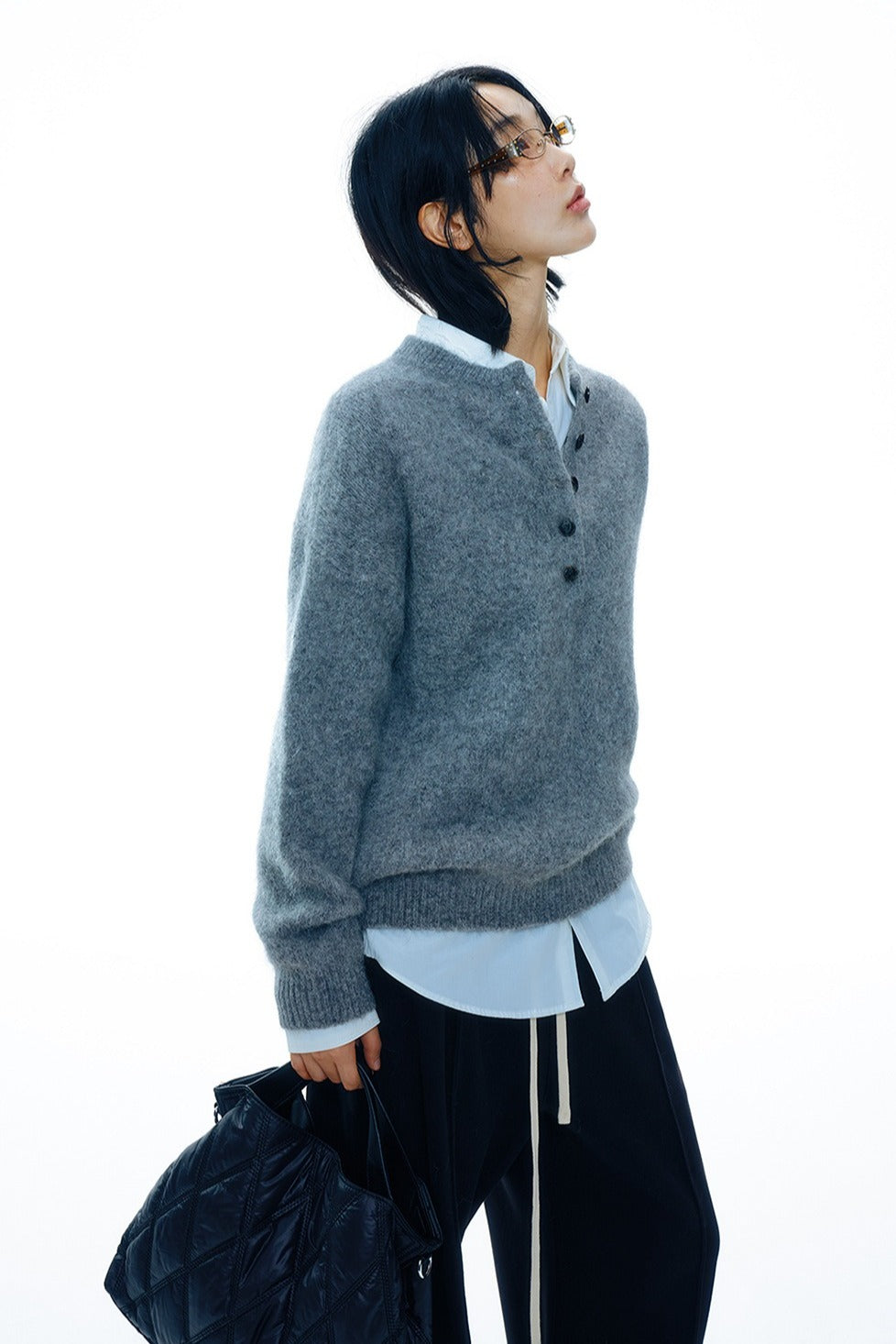 Alpaca blend henley pullover sweater | 5 color