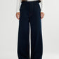 Structured sharp straight-leg raw-waistline stitching jeans