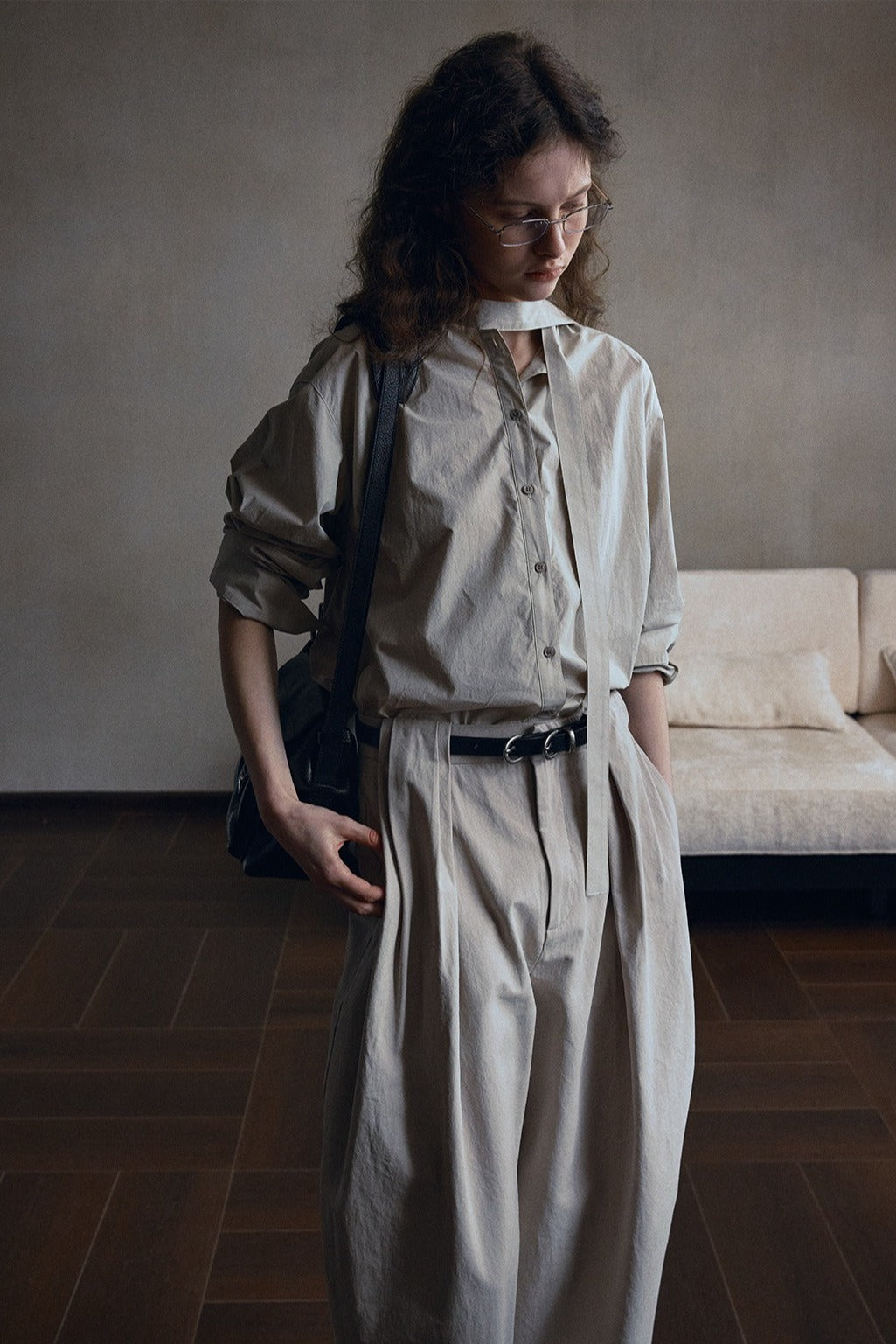 Camisa de cuello anudado 100% algodón lavado | 4 colores