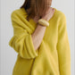 Wool blend soft long hair loose-fit V-neck sweater | 3 color