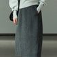 Wool & silk & rabbit fur bud-shaped back split skirt | 4 color