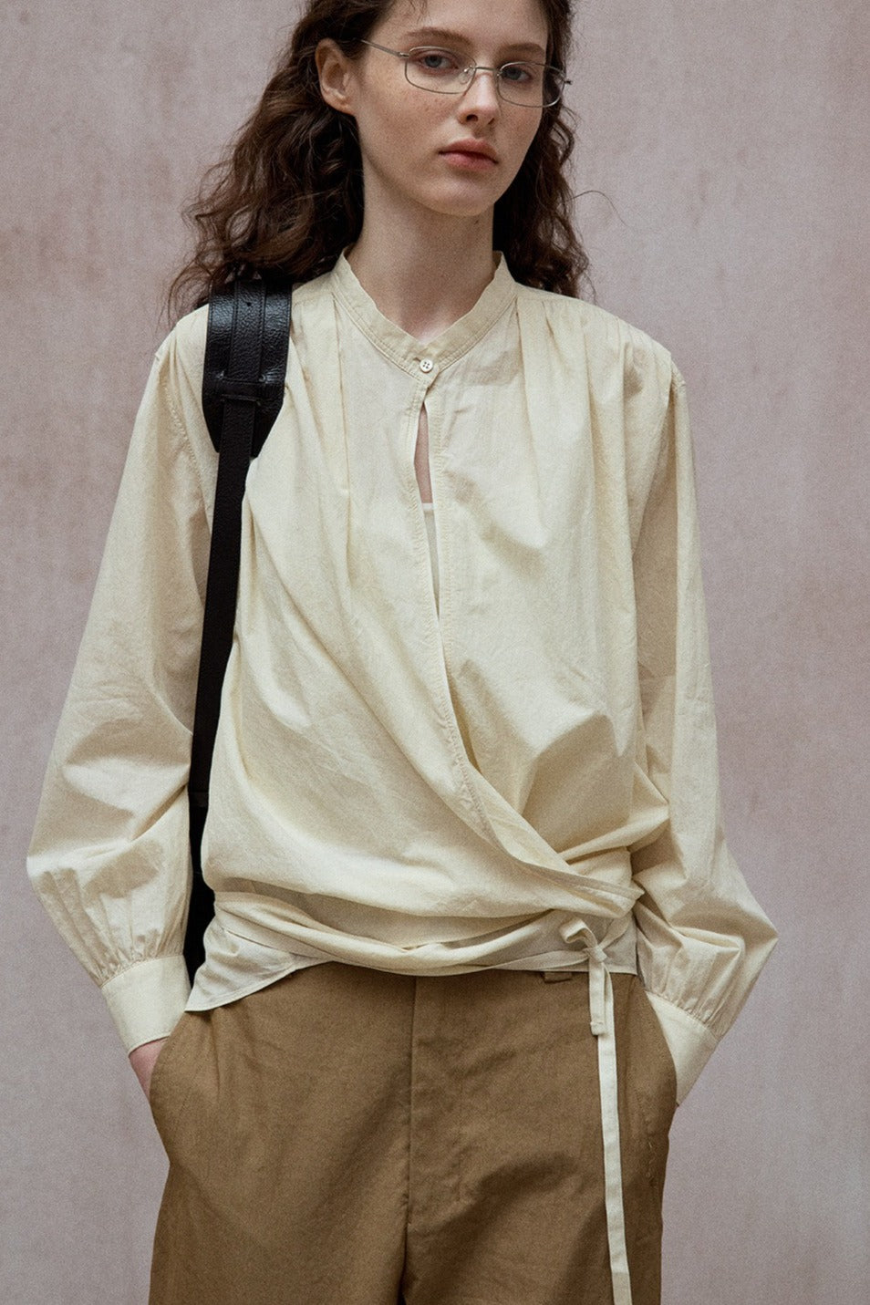 100% cotton wrap waist shirt | 4 color