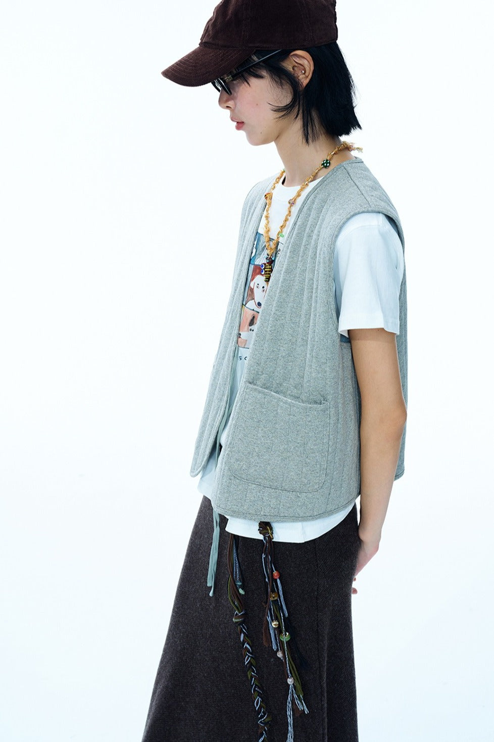 Wool blend filling quilted vest | 3 color