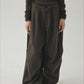 "Ohmi Bleach" cotton wide leg padding pants | 3 color