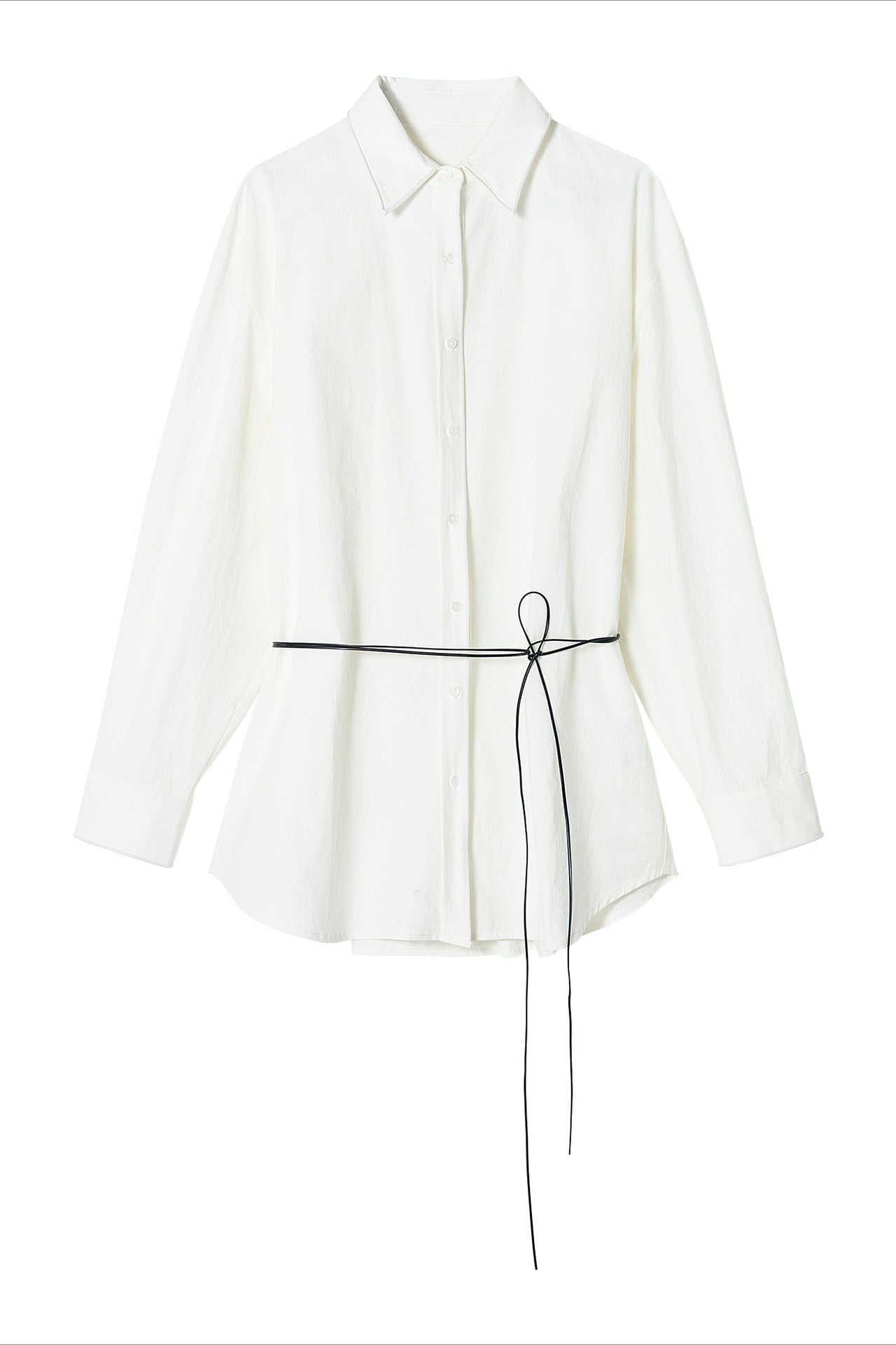 Chic and strong silhouette cotton shirt with a belt | 4 color