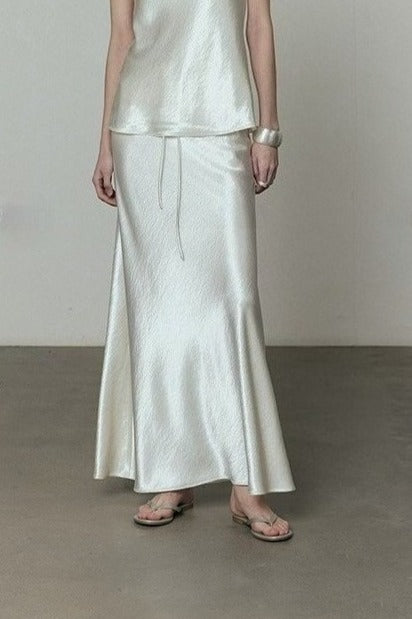 Liquid-sheen mermaid maxi skirt | 3 color