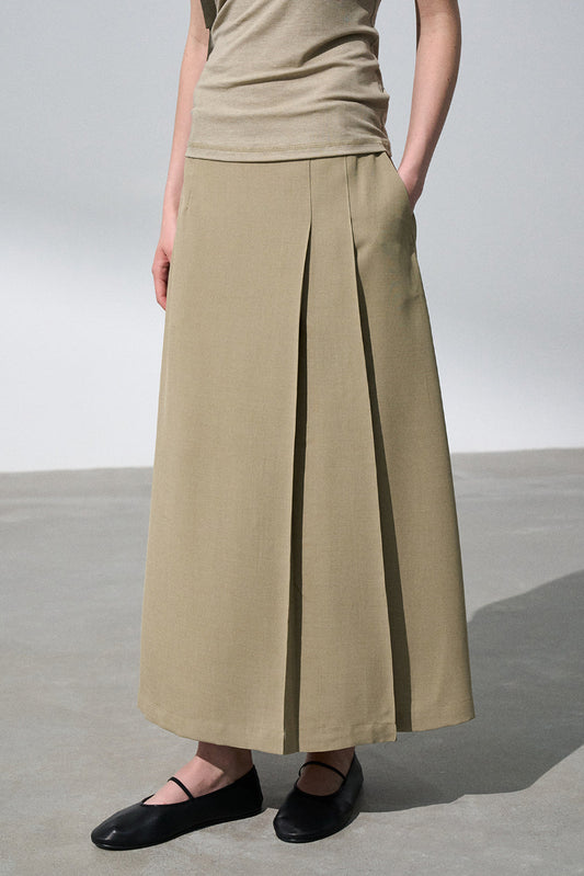 Side pleated suit skirt | 3 color