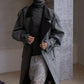 Wool blend contrasting lapel gabardine trench coat | 2 color