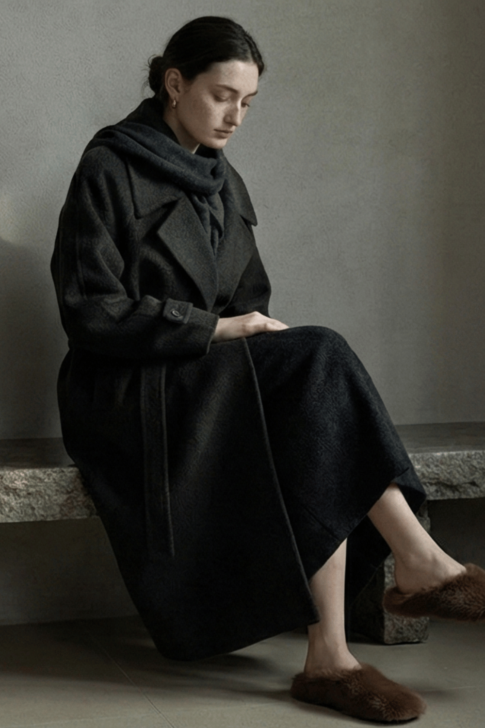 Classic 100% wool double-faced waist-cinched coat | 2 color