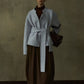 Wool blend funnel collar elegant jacket | 3 color