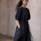 Cotton blend textured fabric peplum sleeves dress | 4 color