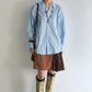 Cotton large lapel collar loose-fit shirt | 2 color