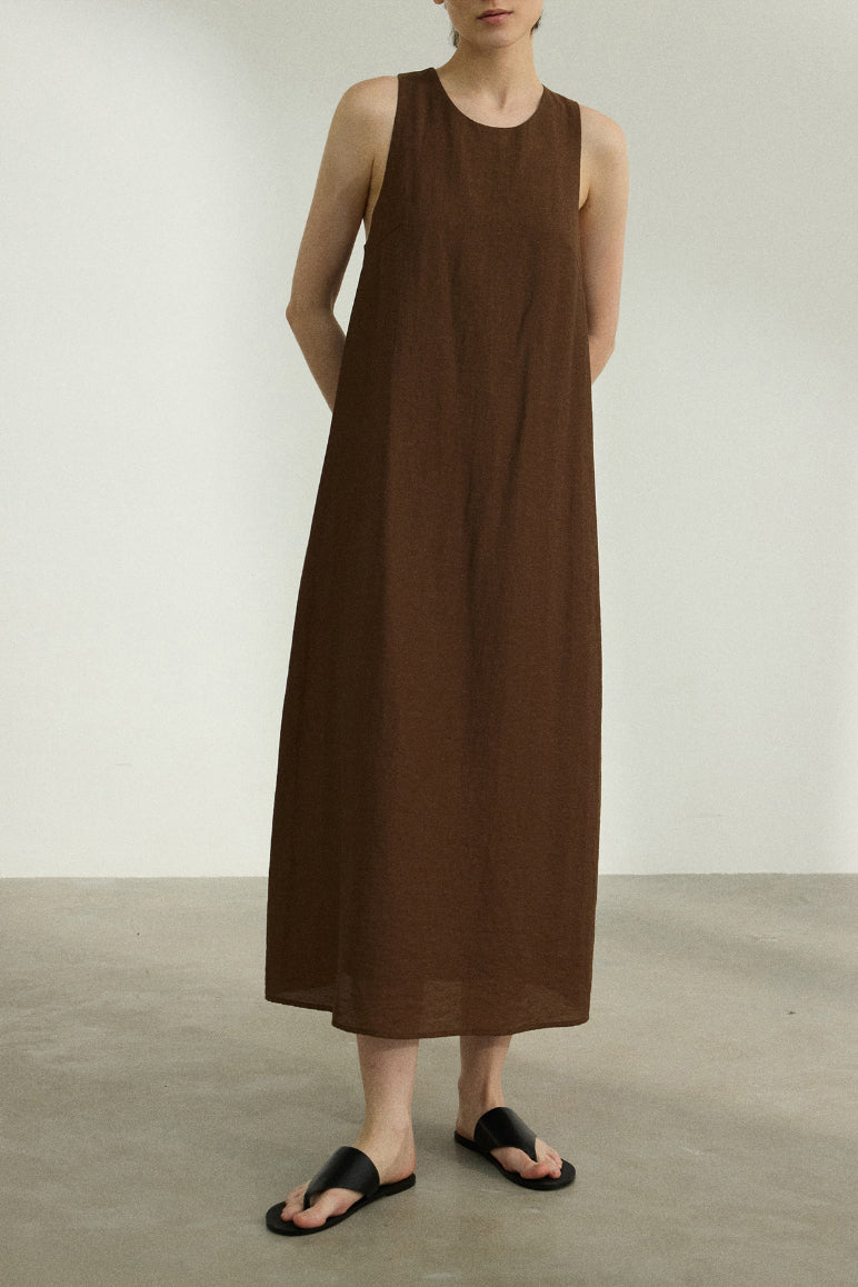 Viscose blend back knot dress | 4 color