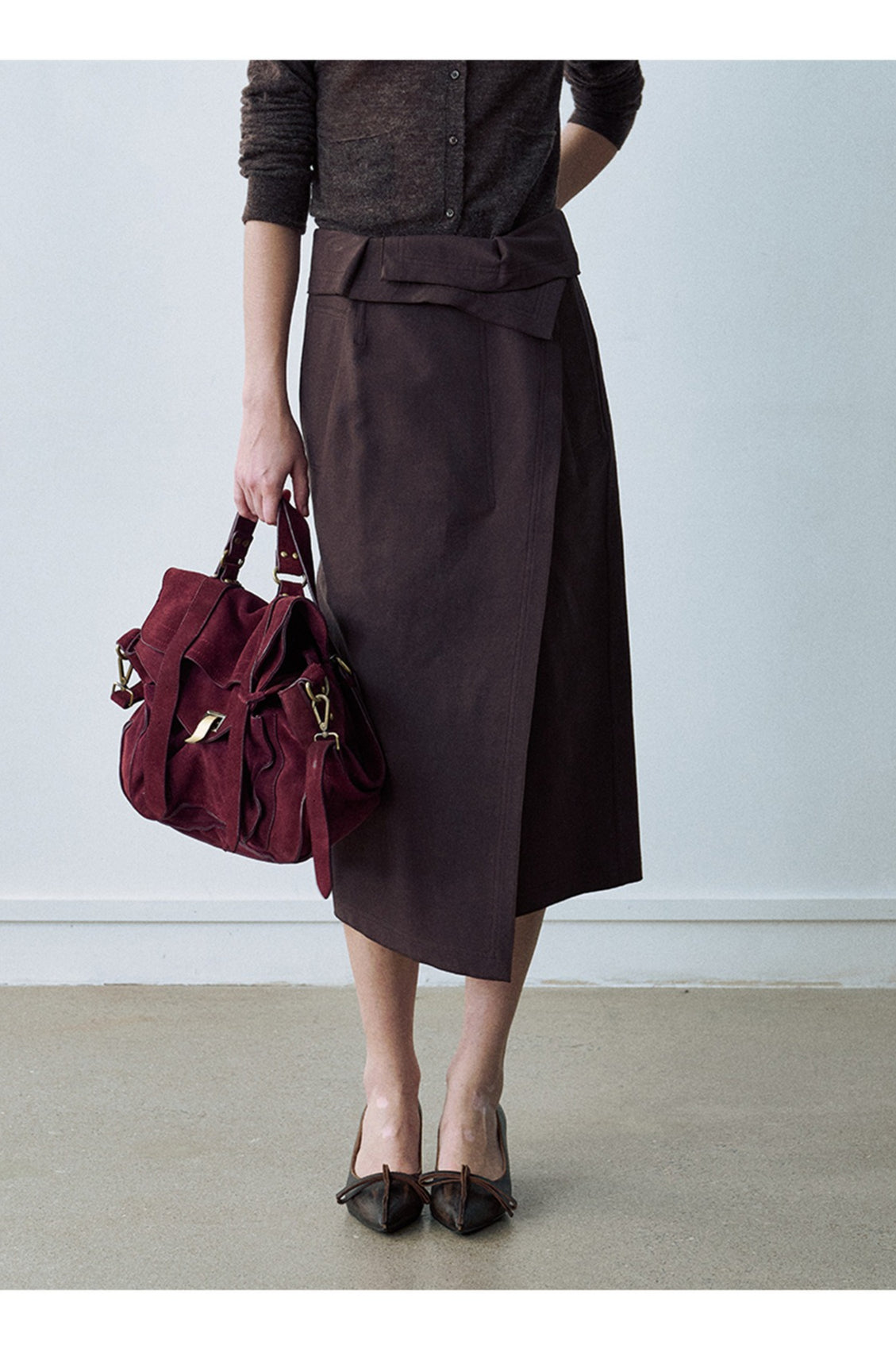 Cotton-wool blend wrap skirt | 2 color